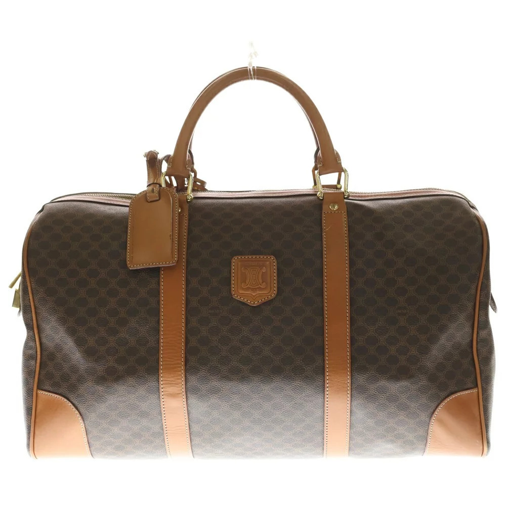 CELINE Triomphe Macadam Boston Bag Handbag Brown